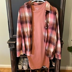 Fall bundle Tee Dress with Matching Flannel